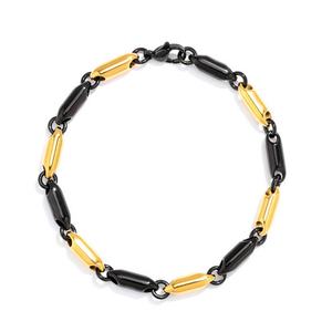 Joyería para Hombre, Pulsera de Acero Inoxidable, Joyería Chapada en Oro, Pulsera Negra, Pulsera de Eslabones Geométricos, Joyería de Moda - Product Image 2