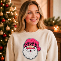 Patchs en chenille de Noël à thermocoller, grands patchs brodés en chenille de Père Noël, autocollants personnalisés pour vêtements