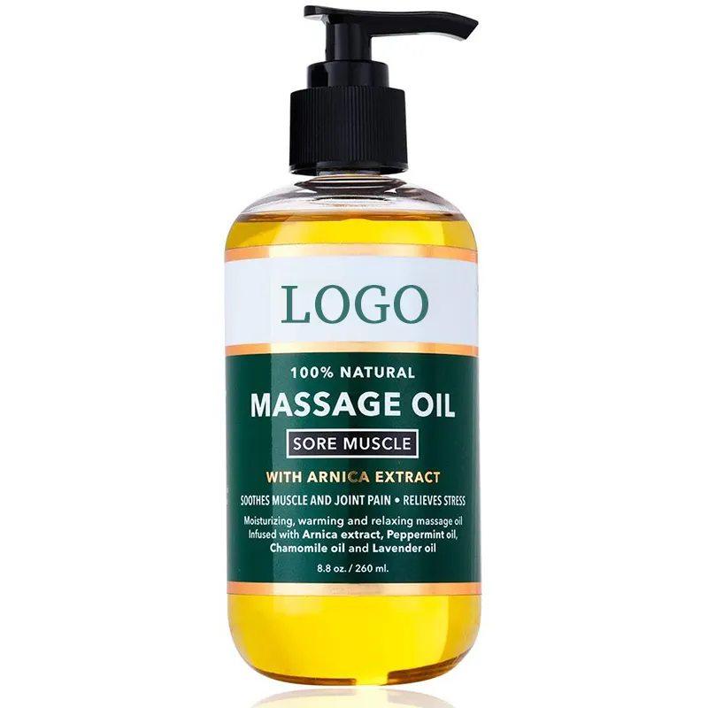 Aceite Esencial de masaje de celulitis con logotipo personalizado, aceite de masaje de manzanilla Natural hidratante y relajante, OEM