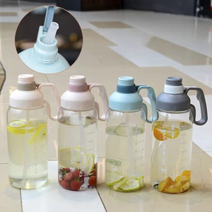 2000Ml Large Capacity Sports Water <b>Bottle</b> With Handle And <b>Straw</b> Reusable Plastic Cup For Outdoor Use - Product Image 2