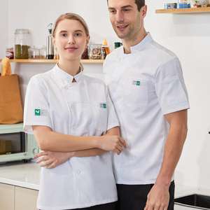 Veste de chef d'été à manches courtes en polyester à séchage rapide ultra léger avec doublure en maille pour une ventilation maximale - Product Image 4