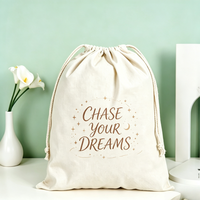 Sac à cordon personnalisé grand format, motif dessin animé simple, avec poignée, pochette écologique réutilisable pour le rangement des jouets et l'emballage de cadeaux sur mesure