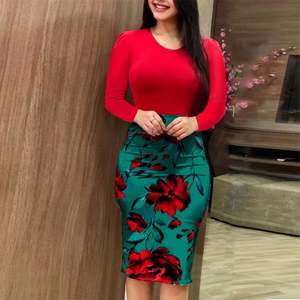 Vestido de noche de talla grande para mujer, elegante, Sexy, Floral, lápiz, manga corta, informal, para fiesta, <span class=keywords><strong>2020</strong></span> - Product Image 4