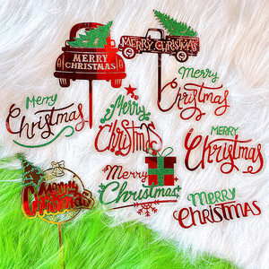 น้ำผึ้งและของตกแต่งเค้กคริสต์มาสอะคริลิค ของตกแต่งสุขสันต์วันคริสต์มาสสำหรับงานปาร์ตี้เค้ก สีแดง สีเขียว 123456789 - Product Image 2