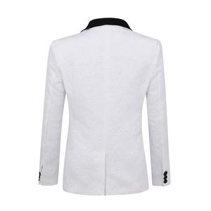 Abito da <span class=keywords><strong>uomo</strong></span> 3 pezzi Slim Fit Jacquard <span class=keywords><strong>smoking</strong></span> One Button scialle colletto giacca gilet pantaloni - Product Image 4