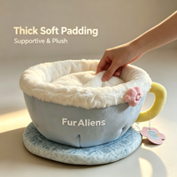 Lit pour chat en polaire corail, luxueux, mignon, motif dessin animé, doux, écologique, confortable et protecteur, pour chats d'intérieur