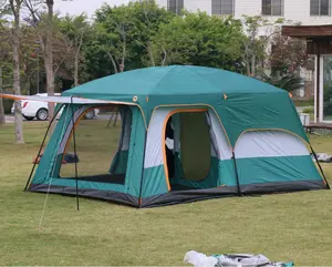 Suqian Hi Klant Top Verkoop Grote Luxe Dubbellaags 2 Kamers 1 Woonkamer 6-10 Personen Familie Camping Buiten Waterdichte Tent