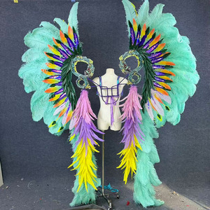 Alas de Samba de Plumas de Avestruz Verde Menta Grandes y Impactantes, Accesorio de Disfraz para Baile, Desfiles y Festivales - Product Image 6