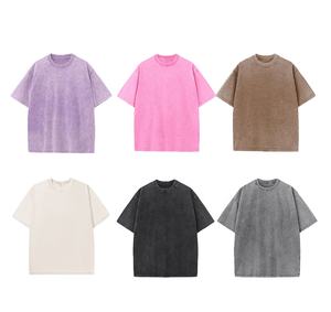 MT2692 Fabricant de vêtements de Guangzhou Cusotom Heavyweight 300 Gsm 100% T-shirts surdimensionnés en coton lavés à l'acide pour hommes - Product Image 1