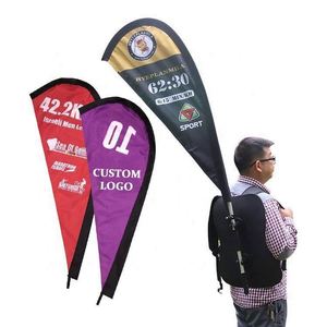 ธงแบนเนอร์รูปหยดน้ำแบบสะพายหลังคุณภาพสูง OEM ขนาดมาตรฐาน  ปรับแต่งได้ - Product Image 1