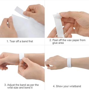 Bracelets Tyvek imprimables 200x250mm, étanches, en papier blanc, pour l'entrée aux événements et les promotions - Product Image 4