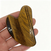 Planche Gua Sha en Pierre Œil de Tigre Naturelle Premium, Pierre Gemme Bien Polie pour Massage Facial, Outil de Grattage, Logo Personnalisé