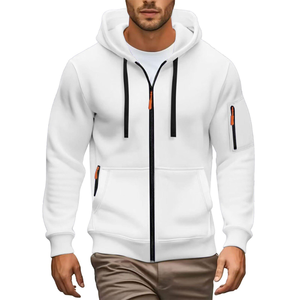 Mens Winter Warm French Terry Anti-Wrinkle <b>Zip</b>-Up <b>Hoodie</b> Solid Color Regular Fit with <b>Pockets</b> 400g - Product Image 6