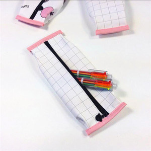 Tas penyimpanan alat tulis lucu kotak pensil ritsleting gaya PU buah merah muda kartun tas hadiah bagus kantong pensil escolar - Product Image 5