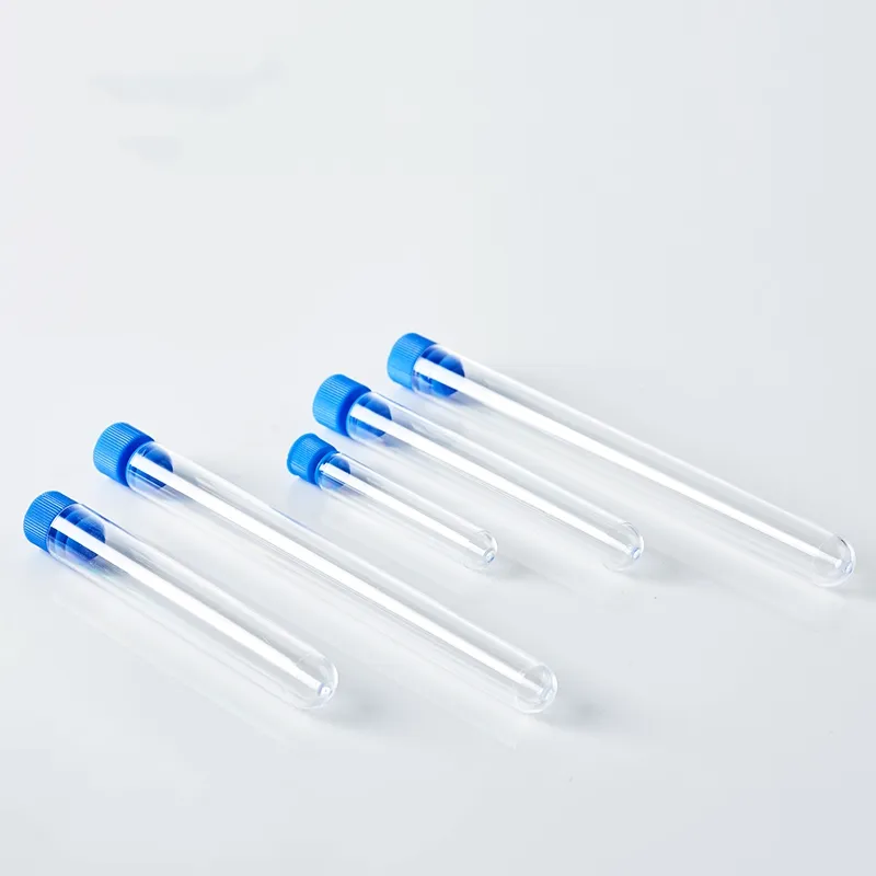 Tubos transparentes rígidos de plástico desechables OEM tubos tapados para laboratorio