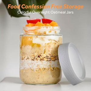 6-pack 16 oz Overnight Oats Containers with Lids, Glass Jars with Airtight Lids, Wide Mouth Mason Salad Jars - Product Image 4