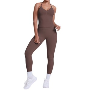 Débardeur <span class=keywords><strong>de</strong></span> yoga respirant sans couture uni à dos halter pour pantalon et vêtements - Product Image 4