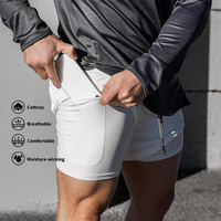 Vente en gros de shorts athlétiques de gym 2 en 1 en nylon shorts d'entraînement boxer vêtements de sport shorts de course à pied shorts de fitness pour hommes
