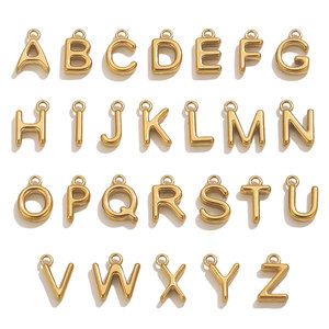 Ciondoli con Lettere Iniziali Placcati in Oro 18k, Ciondoli Mini Lettere <span class=keywords><strong>Alfabeto</strong></span> A-Z in Acciaio Inossidabile per Accessori Gioielli Fai-da-Te - Product Image 1