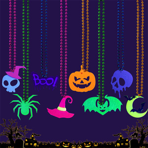 Collares de Calabazas, Fantasmas <span class=keywords><strong>y</strong></span> Murciélagos con Cuentas, Resistentes al Agua, para Decoraciones de Fiesta de Halloween, Brillan en la Oscuridad, Gran Venta - Product Image 1