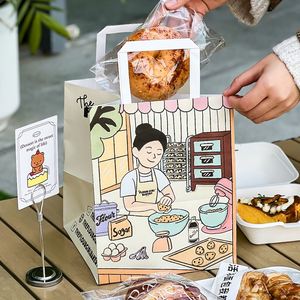 Sacs en papier kraft biodégradables et recyclables écologiques en gros pour boulangerie, desserts à emporter, emballage personnalisé avec logo - Product Image 6