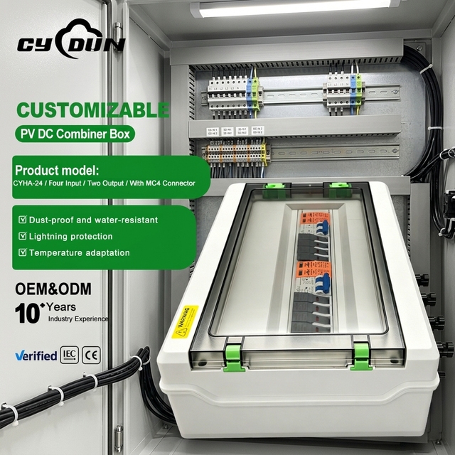 IP65 Waterproof 4-Input 2-Output PV Combiner Box 500V/1000V DC W/ MC4 SPD IEC/CE OEM/ODM 10-Year Warranty