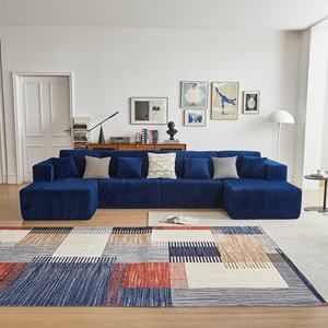 Compressione Comfort spugna disossata gonfiabile Hotel soggiorno universale Design contemporaneo velluto a coste U divano componibile - Product Image 1