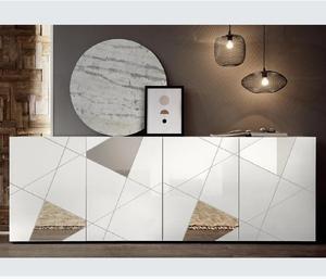 <span class=keywords><strong>Meuble</strong></span> d'appoint Buffet simple peint en blanc <span class=keywords><strong>Meuble</strong></span> <span class=keywords><strong>TV</strong></span> avec rangement avec verre pour salon salle à manger - Product Image 1