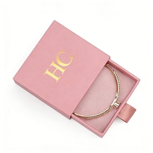 Vintage Bracelet Box Rigid Drawer Box Jewelry Gift Box with Ribbon Soft <b>Padded</b> Insert Foil Stamping Custom Logo OEM Factory - Product Image 6