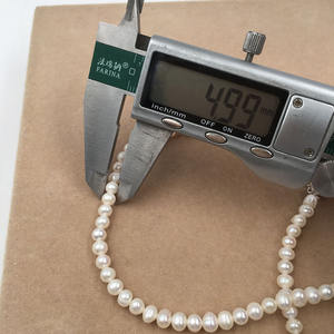 15 אינץ/16 אינץ/18 אינץ טבע ליד עגול מים מתוקים פרל קולר שרשרת, נחמד אבזם-רודיום ציפוי, 5 mm פרל - Product Image 3