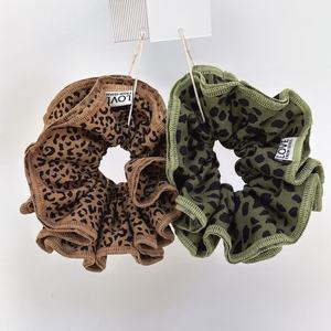 Leopard Print Design Ballet Double Layer Big <b>Large</b> Flower Scrunchies Elastic Hair Ties Bands Hair Accessories - Product Image 1