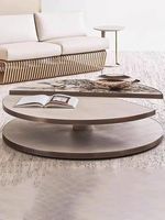 Table basse en marbre de luxe italien, design moderne, pour villa, salon, table à thé ronde haut de gamme à double niveau