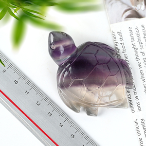 Figurine de tortue en fluorite naturelle sculptée à la main, statue de tortue en cristal sculpté, pierre précieuse de guérison pour la décoration intérieure, vente en gros - Product Image 3