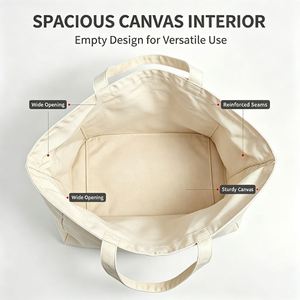 Sac fourre-tout en toile spacieux et économique, sac en coton vierge réutilisable, idéal pour les trajets quotidiens et l'école, personnalisation complète possible - Product Image 3