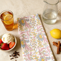 Ensemble de nappes en polyester à imprimé floral indien de haute qualité, serviettes en coton lin, couleur rose, nouveau cadeau pour la maison ou utilisation hôtelière