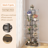Support pour plantes d'intérieur en métal à 9 niveaux avec support pour pots de fleurs, étagère de jardin florale multicouche