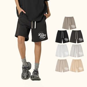 กางเกงขาสั้นผ้าฝ้ายสำหรับผู้ชาย380กรัมขาตรงมีเชือกรูดกางเกงขาสั้นสำหรับเล่นกีฬาปรับแต่งได้ - Product Image 2