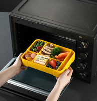 Boîte à bento 5 compartiments compatible micro-ondes, ensemble de boîtes repas en plastique empilables avec ustensiles et coupelles à sauce pour le travail