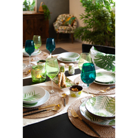 Assiettes de service Excelsa, motif floral vert, rectangulaires, en céramique, 20x12,5 cm, pour la table et la décoration de fête