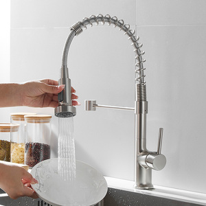 Brass Kitchen Cabinets Taps Single Handle Pull Out 2 Function Sprayer Pull <b>Down</b> Spring Kitchen Tap AT9884DX Pull Out Spray Flexi - Product Image 2
