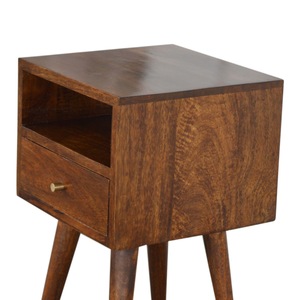 Solid Wood <b>Mini</b> Nightstand 1 Drawer 1 Open Slot Chestnut Brown Bedside <b>Table</b> Storage - Product Image 6