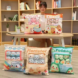 Penjualan pabrik hewan kartun tas puding 8 bola berisi alpukat kelinci Penguin kucing boneka tidur siang mewah bantal makanan ringan tas bantal