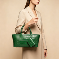 Sac à main long pour femme en cuir PU effet croco, avec mini porte-cartes assorti, logo personnalisé, conception gratuite, fabrication OEM, couleur et taille personnalisables