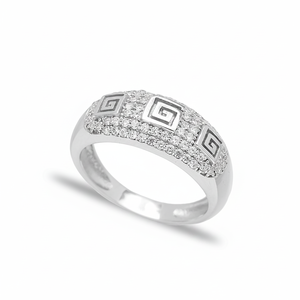 Diseño de símbolo de llave griega circón transparente venta al por mayor joyería fina de plata 925 hecha a mano turca para mujeres - Product Image 2