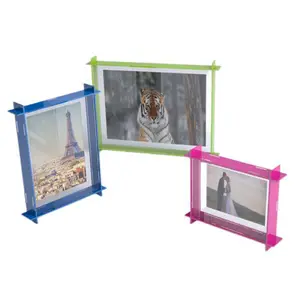 Custom Clear Acrylic Box Photo Frames Diamond Polished Photo Display Case Fashion Custom Color Floating Lucite Shadow Box Frame