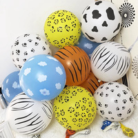 Ballons en latex imprimés animaux de 12 pouces, imprimés zèbre, léopard, vache, ballons imprimés jungle safari, décoration de fête d'anniversaire pour enfants, vente en gros