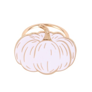 Halloween Hallowmas Orange Pumpkin Alloy White Galvanized Metal <b>Napkin</b> Ring for Restaurant Party Black <b>Cloth</b> <b>Napkins</b> Decoration - Product Image 2