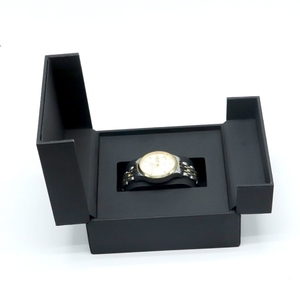 Boîte à bijoux en papier à couvercle rabattable de luxe, boîte cadeau rigide noire personnalisée pour l'emballage de bijoux avec plateau en mousse EVA - Product Image 3