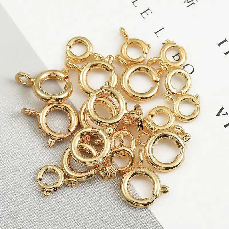 Aotsr — bijoux légères en laiton doré, 6, 7, 9 ou 12mm, collier avec anneaux ouverts plats, serrure de bague à ressort