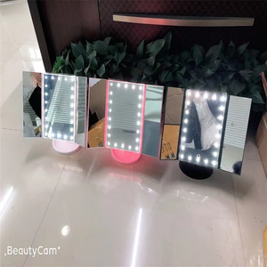 Sıcak satış pembe Mini katlanabilir LED kozmetik aynalar kadınlar için makyaj aynası güzellik ürünleri - Product Image 3